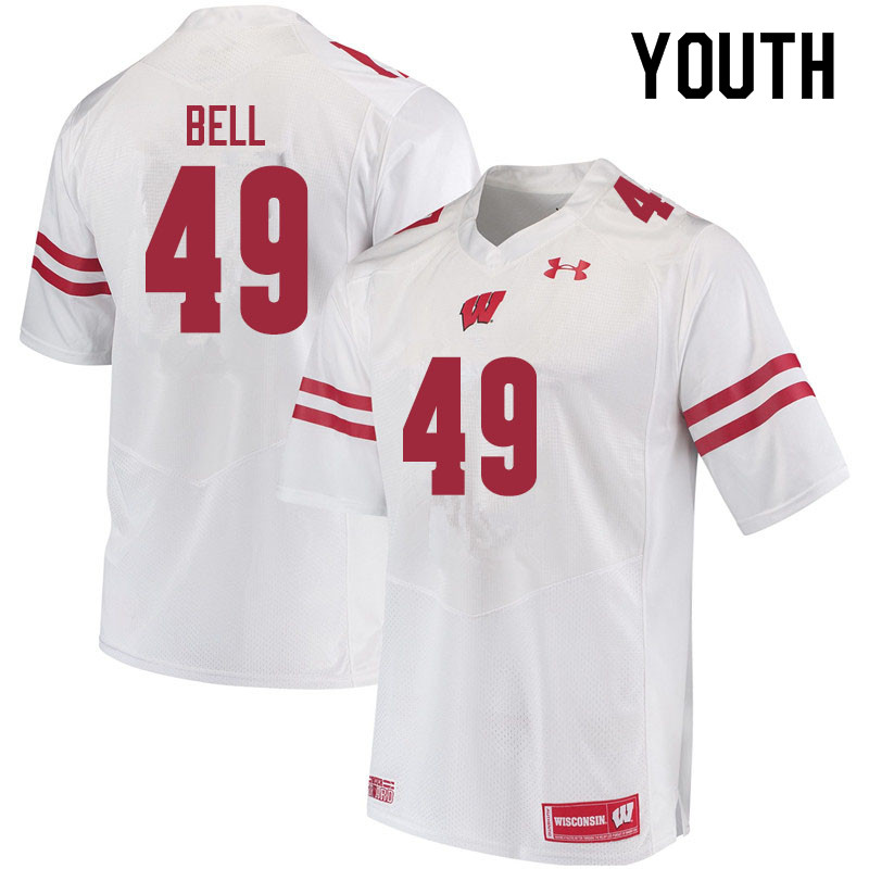 Wisconsin Badgers Youth #49 Christian Bell NCAA Under Armour Authentic White College Stitched Football Jersey BX40C11YK